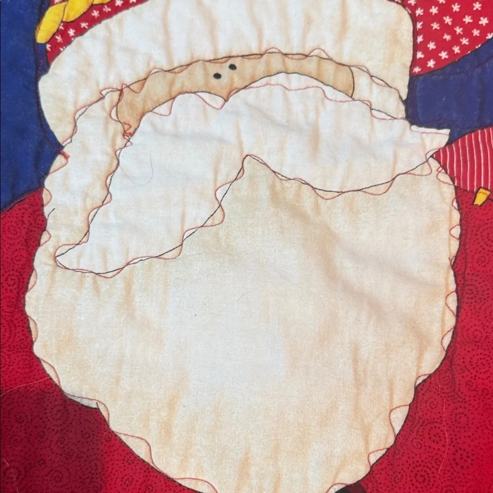 Quilt Throw Colorful Santa and Christmas Tree Holiday Throw